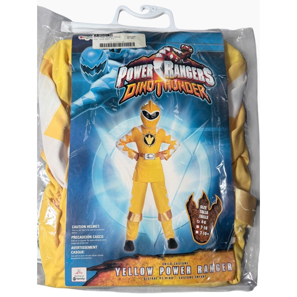Disguise Power Rangers Dino Thunder Yellow Ranger Costume Kids Size 4-6 NEW